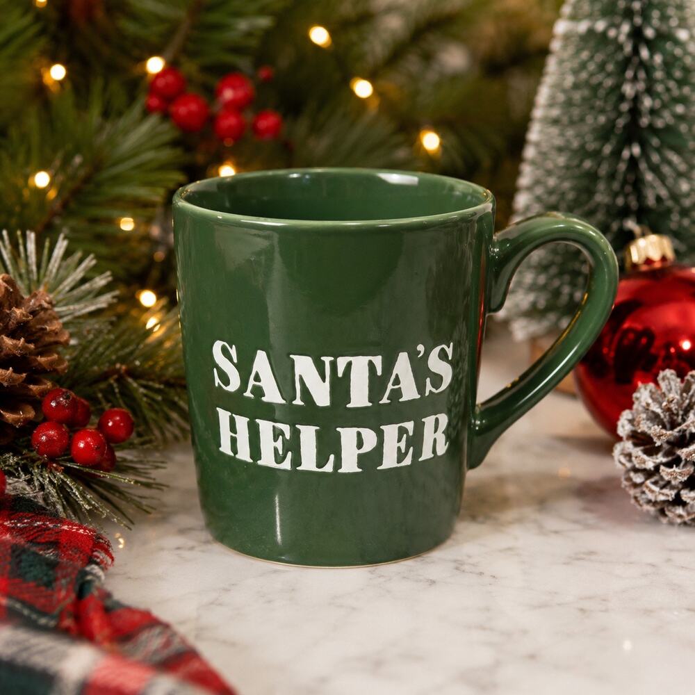 Threshold Santa’s Helper Green Stoneware x-mas Coffee Mug | 2020 Holiday | New